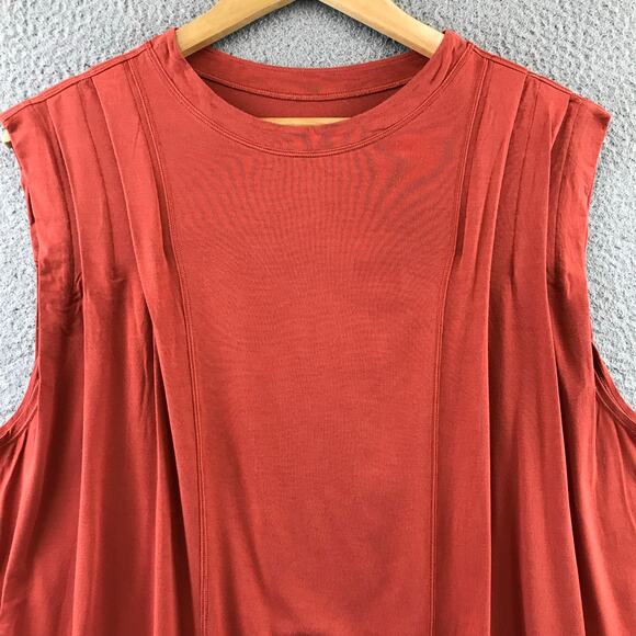 Lululemon Women Modal Pleated Shoulder Tank Top Red Rock Rust Orange Relaxed - Picture 3 of 7